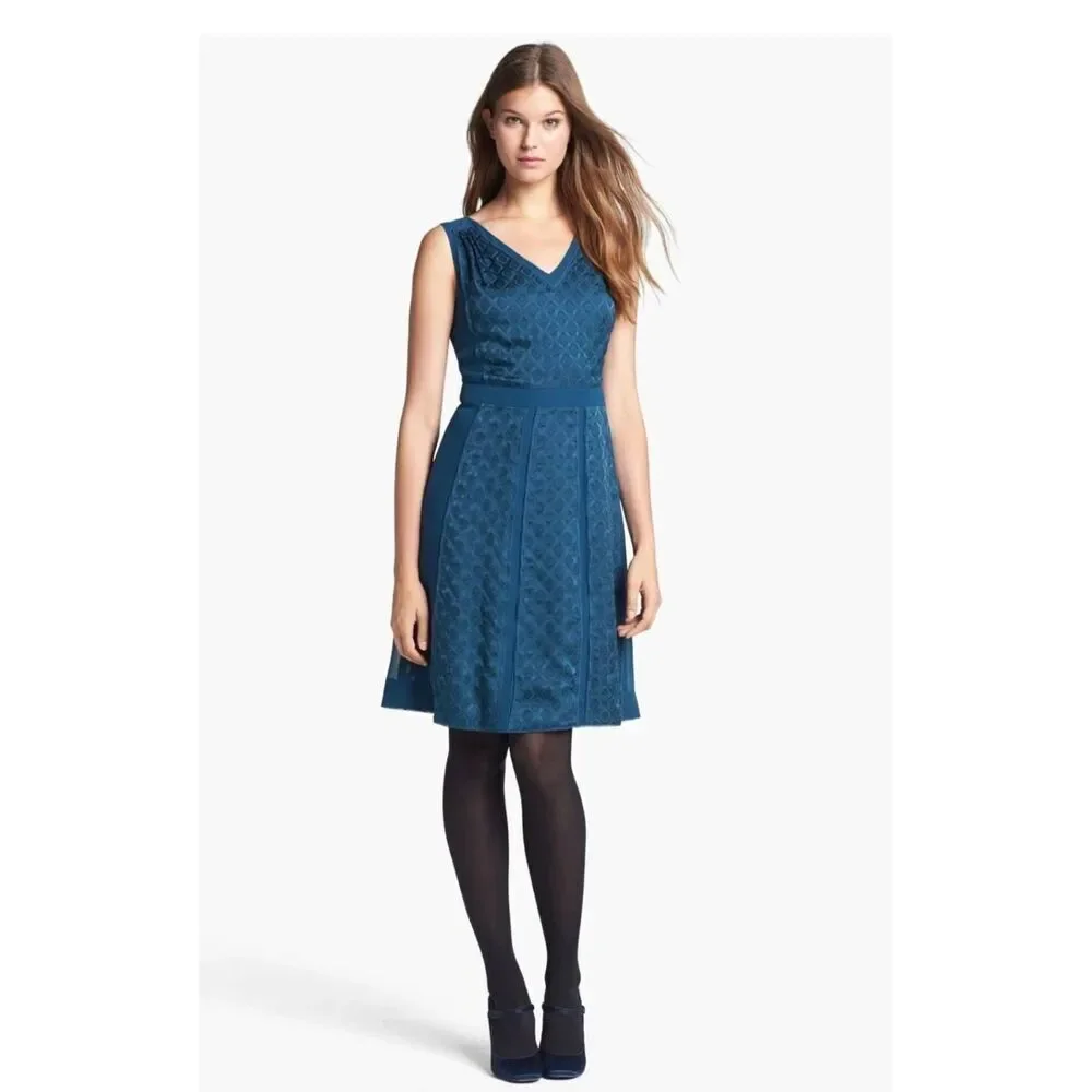 Tory Burch Hadley A-Line Dress, Deep Sea Blue Silk, Slvls., NWOT, Sz. 6